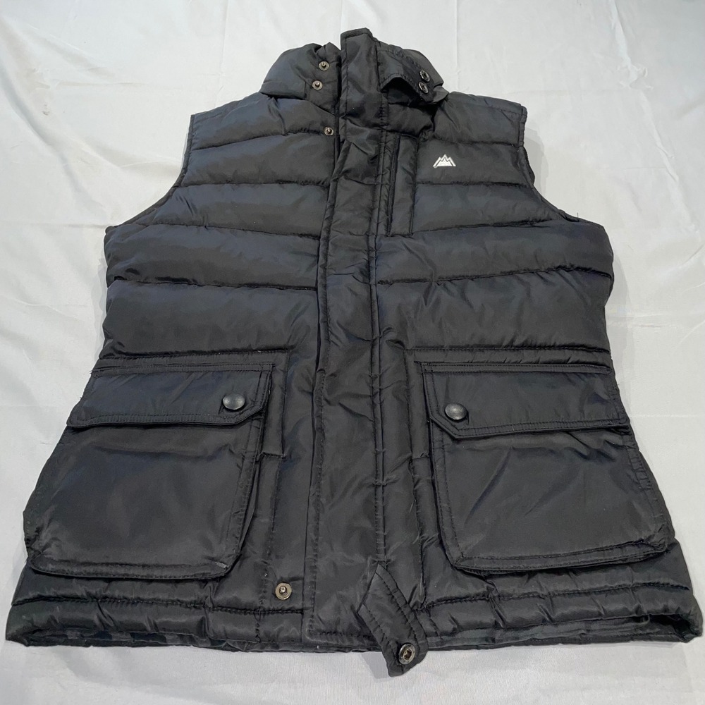 Snozu Mens Black Down Blend Puffer Vest Medium Quilted Full Zip Winter Outerwear